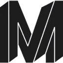 Black geometric letter "M" with angular, overlapping design on a white background.